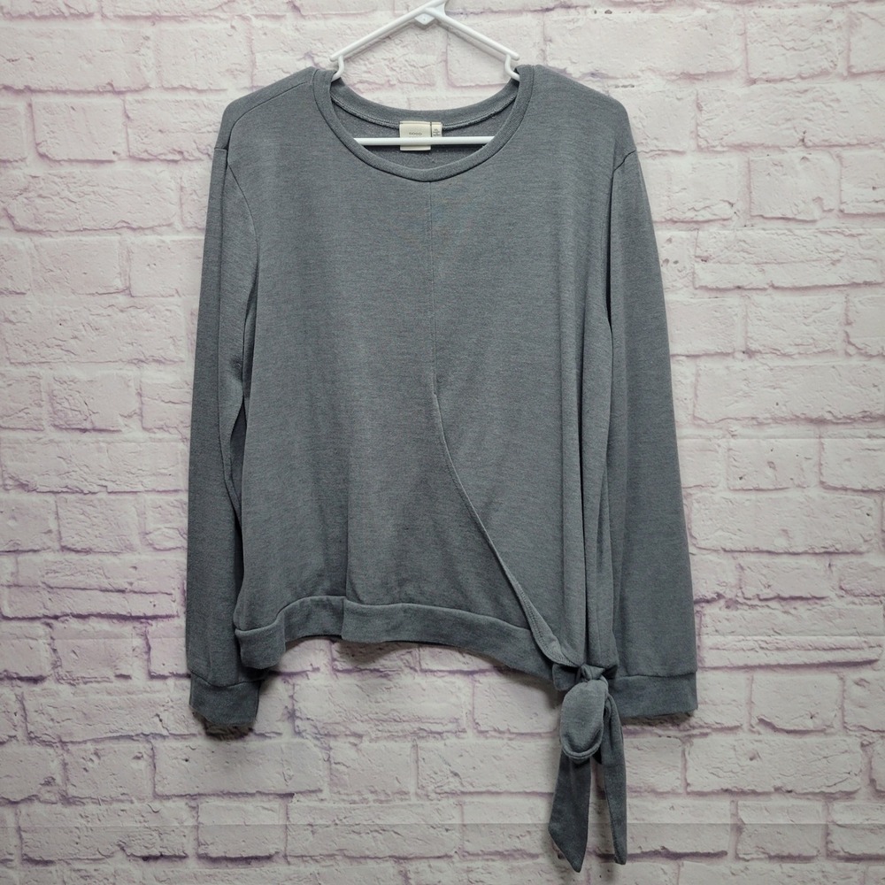 Good Luck Gem Side Tie Lounge Top Womens‎ XL Minimalist Cozy Neutral Travel Soft